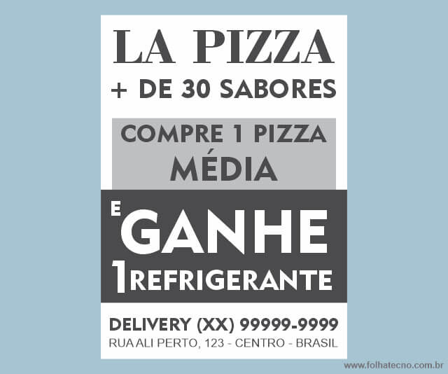 Panfleto anunciando a promoção de uma pizzaria