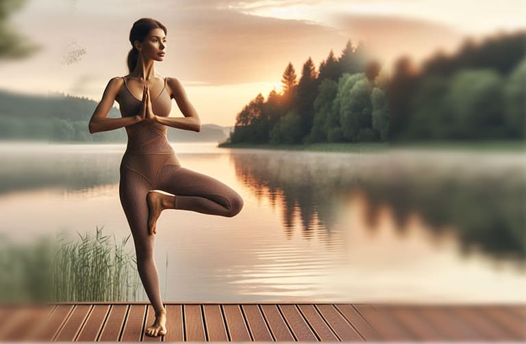 Mulher fazendo uma posição de yoga