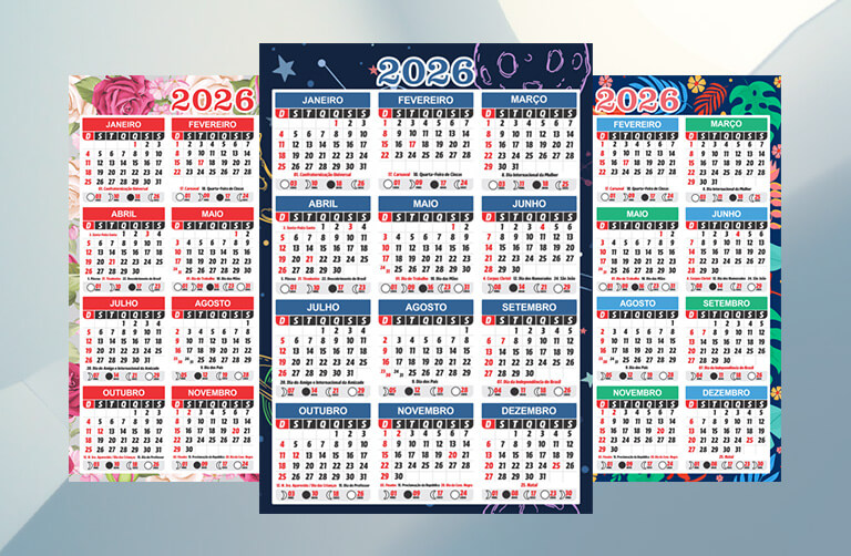 Calendário 2026 com Feriados para Imprimir 10 Modelos Calendário 2026 com Feriados para Imprimir